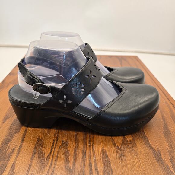 Dansko Trista Mary Jane Leather Slingback Clogs EU40 US9 Black Boho Peasant Work - Picture 1 of 11
